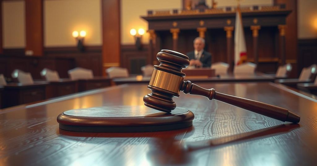 A gavel resting on a Supreme Court bench, symbolising legal decisions and justice, in warm golden tones.